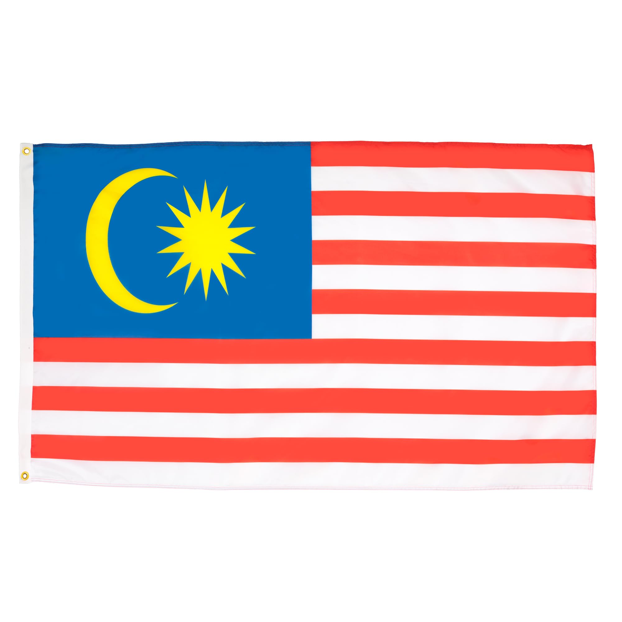 AZ FLAG - Malaysia Flag - 3x5 Ft - Light Polyester Malaysian Banner with Two Brass Eyelets - Fade Resistant - Vivid Colors - 3' x 5' Feet - 150x90 Cm