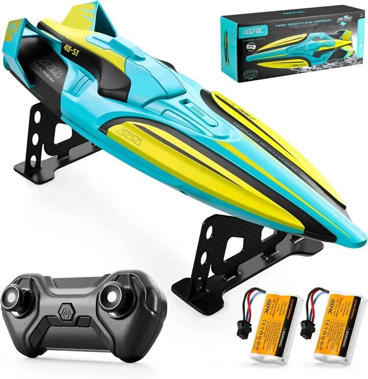 Photo 1 of 4DRC Fast RC Boat for Pools and Lakes,Remote Control Boat with LED Lights,2.4GHz High Speed RC Racing Boats for Lakes, Low Battery Alarm,Capsize Recovery, Gifts Toys for Boys Girls,Green