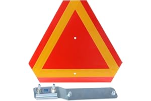 LAWNEAGLE Slow Moving Vehicle Bracket with Slow Moving Vehicle Sign for Golf Cart, Farm Vehicles, UTV, ATV, RTV, Truck, Tractors(40mi Thick Aluminium 14"x16" Slow Moving Vehicle Triangle)