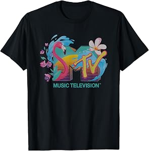 MTV Tropical Flamingo Floral Vintage Music Television T-Shirt