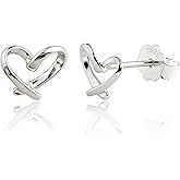 Mintolex Solid 925 Sterling Silver Love Heart Stud Earrings Hypoallergenic Flatback for Women Valentine Gift Party Jewelry