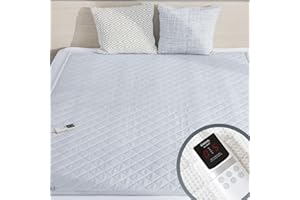ILWOUL Heated Mattress Pad, Machine Washable, Auto 15 Hours Shut Off, 5 Heating Setting, Radiation Blocking, Wicking AeroSilver Material, Bed Warmer with Single Controller, UL Listed (Single)