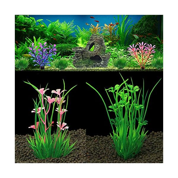 Vibury-Aquarium-Decoration-Plants-with-Rockery-View-13pcs-Green-Aquarium-Plants-Plastic-and-Aquarium-Mountain-Reef-Rock-Cave-Resin-Fish-Tank-Ornament-Decoration Vibury Aquarium Decoration Plants with Rockery View, 13pcs Green Aquarium Plants Plastic and Aquarium Mountain Reef Rock…