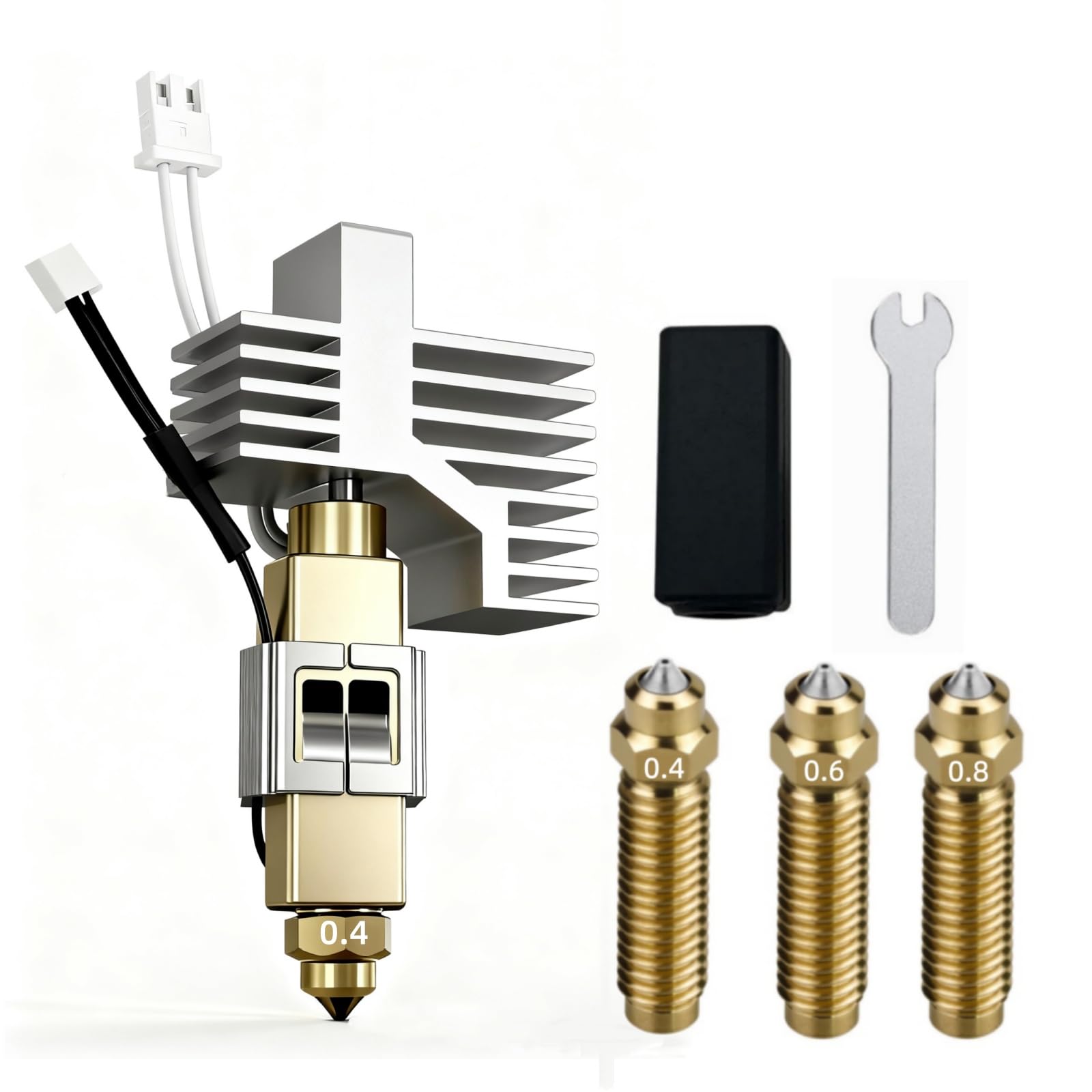 Photo 1 of 0.4MM Ceramic Hotend Kit for Elegoo Centauri Carbon – Extruder Kit with 3 Replacement Brass Nozzles 320? Heat Resistant Reinforced Welding for Elegoo 3D Printer