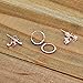 Sterling Silver 10mm Endless Cartilage Hoops, 2mm Tiny CZ & Ball Bead Stud Earrings for Women Men, 3 Pairs (Rose Gold)