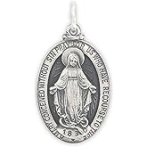 RP 925 Sterling Silver Miraculous Medal Necklace for Women & Men, Authentic & Pure Silver Pendant with 18 inch 925 Sterling Sliver Curb Chain & Premium Jewelry Box, Stunning Miraculous Medal Virgin Mary Pendant Necklace
