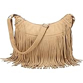 Fringe Hobo Bags for Women Vintage Suede Crossbody Bag Hippie Western Cowgirl Purses Tassel Shoulder Bag