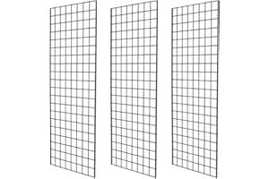 NeeSeeYee Commercial Grade Gridwall Panels – Heavy Duty Grid Panel for Any Retail Display, 2’ Width x 5’ Height, 3 Gridwall Panels Per Carton (Black Finish)