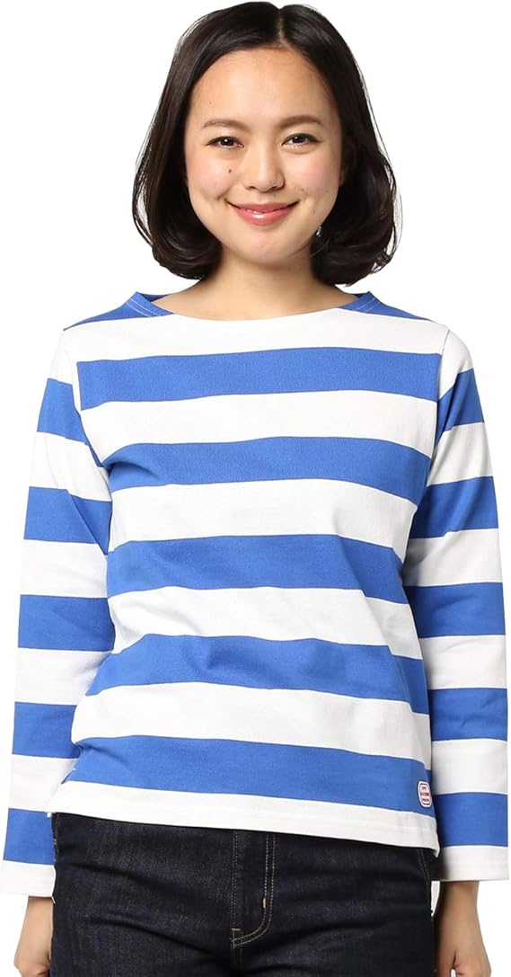 Amazon ソンタク Sontaku Begin ビギン5月号掲載 Macober 太ボーダーバスクシャツ9分袖 Femme 1ho990l M ブルー Tシャツ カットソー 通販