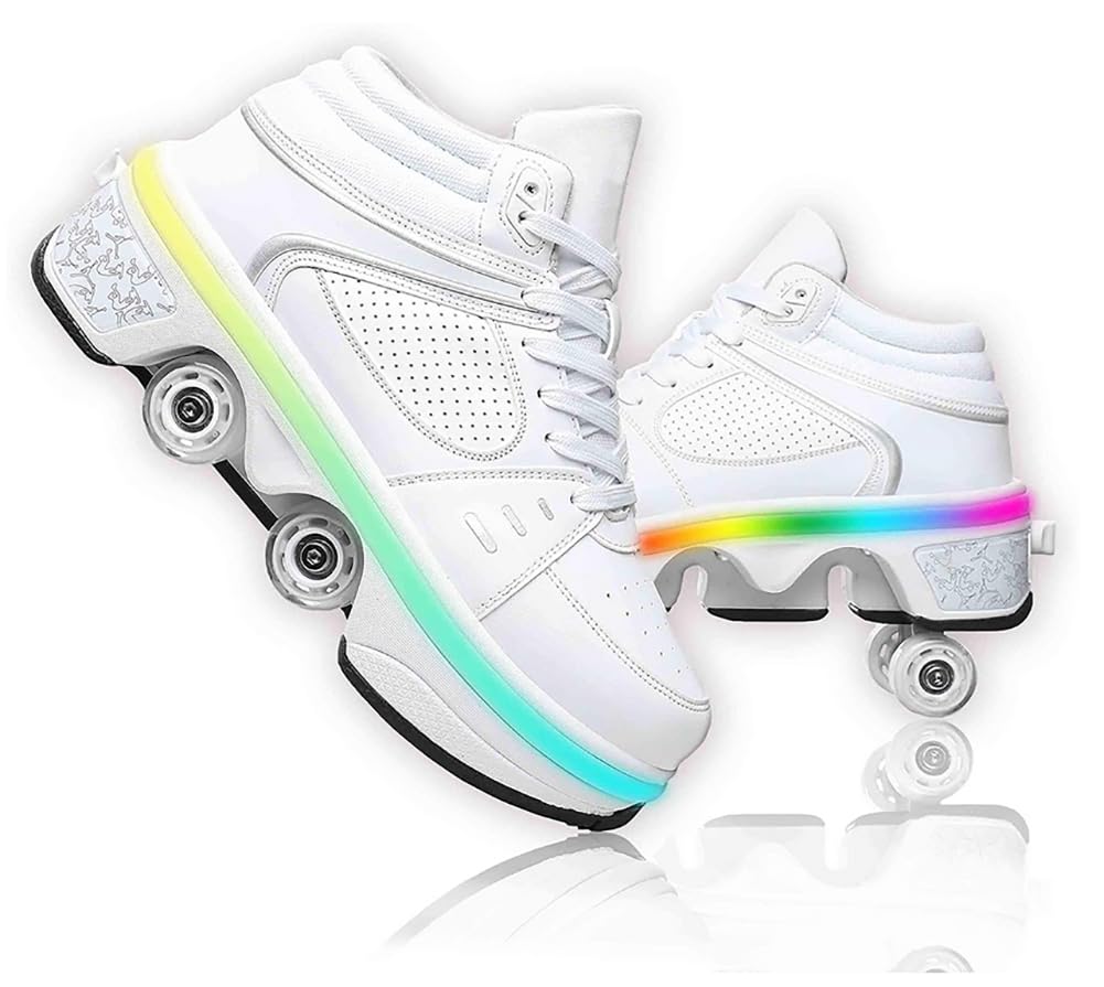 Shoes with Wheels for Boys and Girls, Multipurpose Shoes with Wheels with Led Lights, Skateboard Shoes