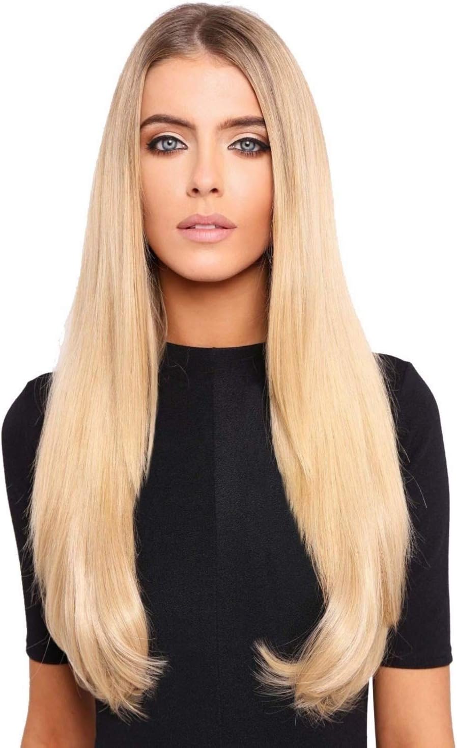 LullaBellz Super Thick 22" Straight Clip In Hair Extensions (Warm Brunette)