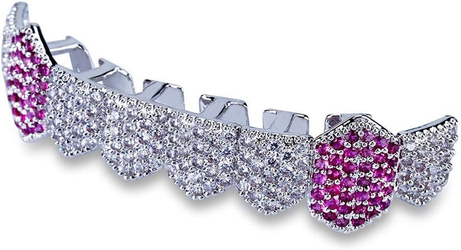 Longay Hip Hop Grills Gold Silver Color Iced Out Micro Pave Full Teeth Bottom Charm Jew (A)