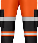 trending babz Mens Hi Vis Jogging Trousers Orange Black Reflective Tape Cuffed view 4