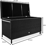 CASARIA 400L Poly-Rattan Storage Box Garden Chest Wheels Handles Gas Lift Black view 7