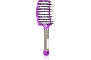 KINGMING Wet Hair Brush Detangling Brush for Wet & Dry, Detangler Brush for Blow Drying, Curved Vented Wet Hair Brushes for Women Kids, Detangling Brush for Wet Dry (Purple)