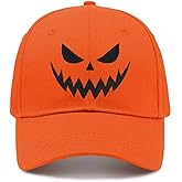 Halloween Pumpkin Hat Embroidery Baseball Cap Funny Pumpkin Face Adjustable Hats