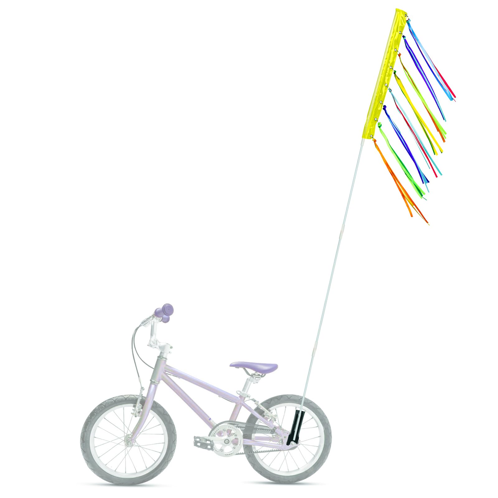 Photo 1 of 6 ft Bike Flag with Pole for Safety Yellow Go Kart Flag Bicycle Safety Flag for Mobility Scooter Kayak Waterproof Reflective