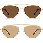 VANLINKER Polarized Trendy Aviator Metal Cat Eye Sunglasses for Women Men Retro Vintage Shades VL9868