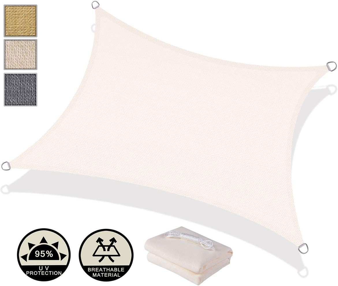 AXT SHADESun Shade Sail 2x3m Rectangle UV Block Canopy Awning for Patio Outdoor Garden Backyard -Cream