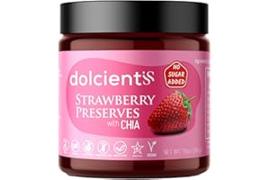 Dolcientis Preserves with Chia Seeds, 100% Natural Sugar Free, Non GMO, Vegan, Gluten Free, Kosher, Preservative Free Jelly, Additive Free, Low Calorie Paleo Friendly, 10oz - 20 Servings (Strawberry)