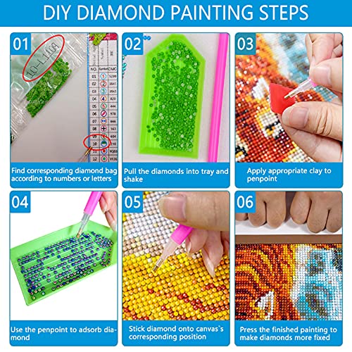 5D Diamond Painting Kits for Adults Kid Beginners, 5 Sets Full Drill Crystal Rhinestone Embroidery Cross Stitch Diamond Painting for Wall Decorations