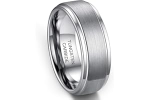 Zoesky Tungsten Rings for Men 8mm Silver Black Wedding Band Personalized Engraved Custom Ring Matte Brushed Finish Comfort Fit Size 6-15