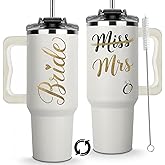 FROOBLEQUIRK 40oz Stainless Steel Tumbler - Insulated Water Bottle, Miss to Mrs Cup, Bridal Shower & Engagement Gift, Wedding & Bachelorette Party Present