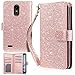 UrbanDrama LG Stylo 3 Case LG Stylo 3 Plus Case, LG Stylo 3 Wallet Case Flip Folio Kickstand Cover Sparkly PU Leather Card Slot Protective Case for LG Stylo 3 LG Stylo 3 Plus 5.7 inch 2017, Rose Gold