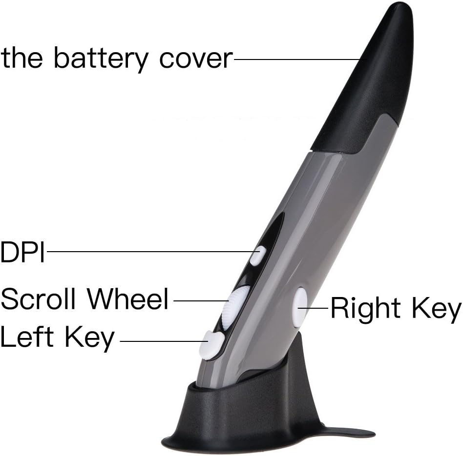 Lychee Wireless Pen Mouse,2.4GHZ USB Wireless Optical Pen Mouse 500/1000 DPI Adjustable Handwriting Mini Mice for PC Laptop Notebook Computer Mac (Grey) - Image 4