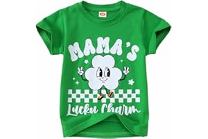 KEKEMI Toddler St Patrick's Day Tshirt Baby Boy Girl Mama's Lucky Charm Shirts Clover Short Sleeve Shamrock Graphic Tees 1-5T