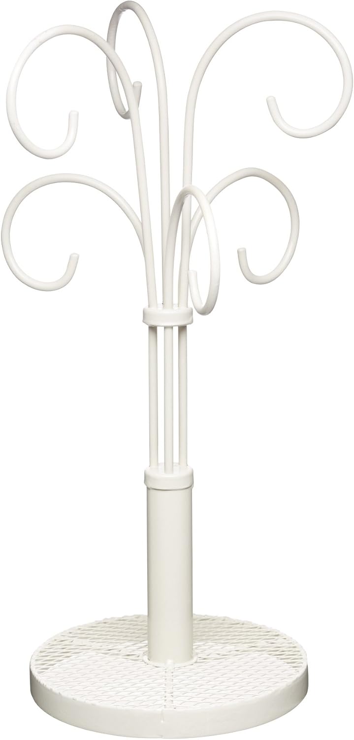 KitchenCraft Classic Collection Wrought Iron Mug Tree Stand, 37 cm (14.5, Cream, 20 x 20 x 37 cm
