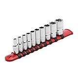 CASOMAN 10PCS 1/4"Drive 6 Pt. Mid-Length Socket