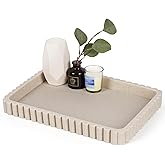 Cathyeen Resin Decorative Tray for Coffee Table Decor, 14" Coffee Table Tray Ottoman Tray Table Centerpieces, Rectangular Modern Decorative Trays for Home Decor, Living Room, Entry, Resin Beige
