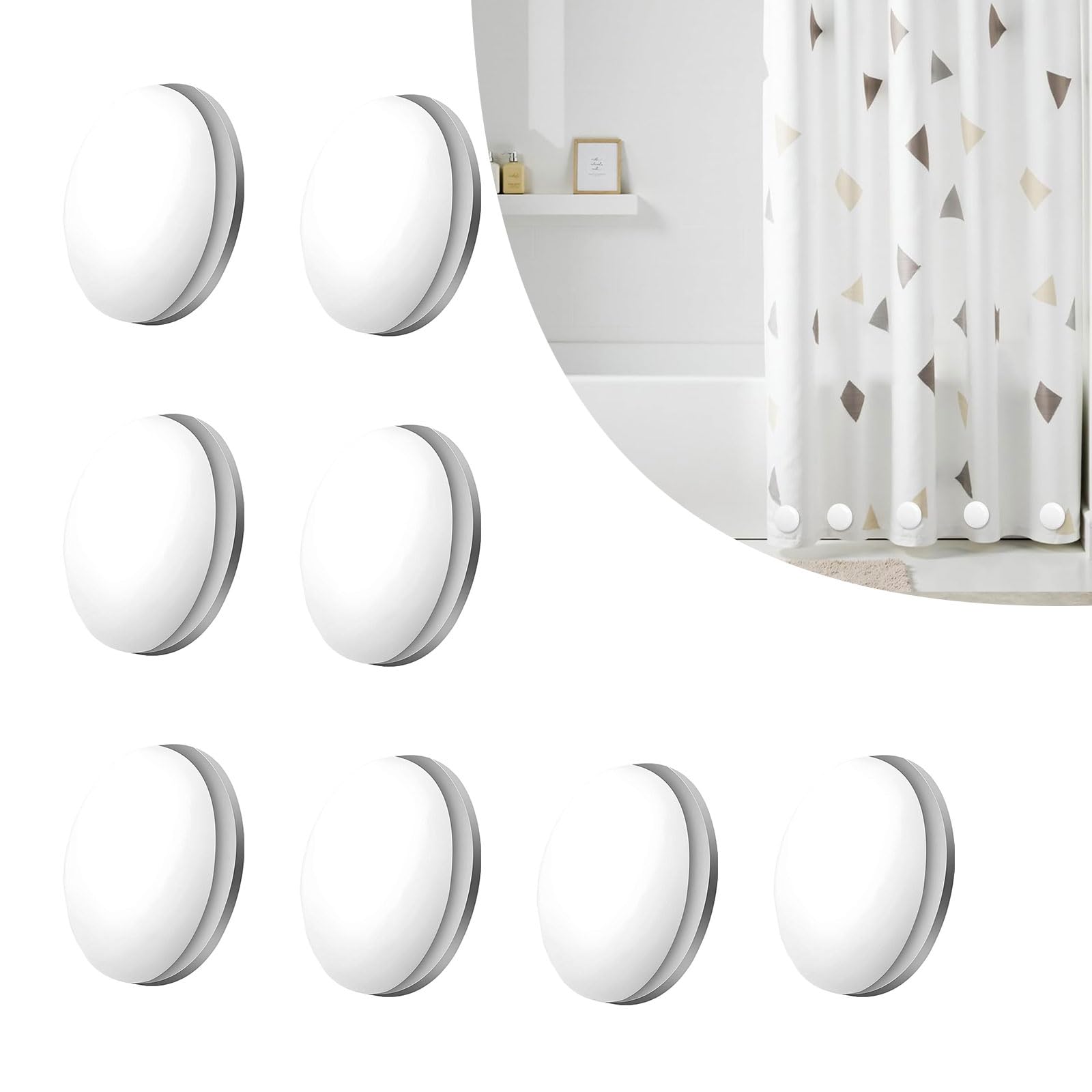 Photo 1 of 8pcs White Shower Curtain Block, Heavy Duty Shower Curtain Weights, Prevent Curtain Liner from Blowing Away, Versatile for Home, Office, Hotels, Perfect for Curtains, Shower Liners, Tablecloths, Flag