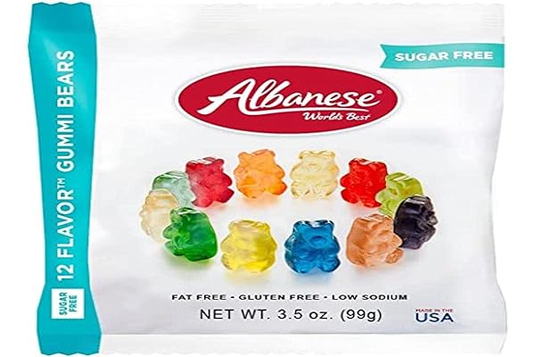 ALBANESE SUGAR FREE 12 FLAVOR GUMMI BEARS 3.5-OZ. PEG BAG