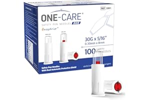 ONE-CARE Duo Safety Pen Tips 30G x 5/16'' (8mm), Dual Shield Auto Protection, Universal Fit,100/bx, Comfortable