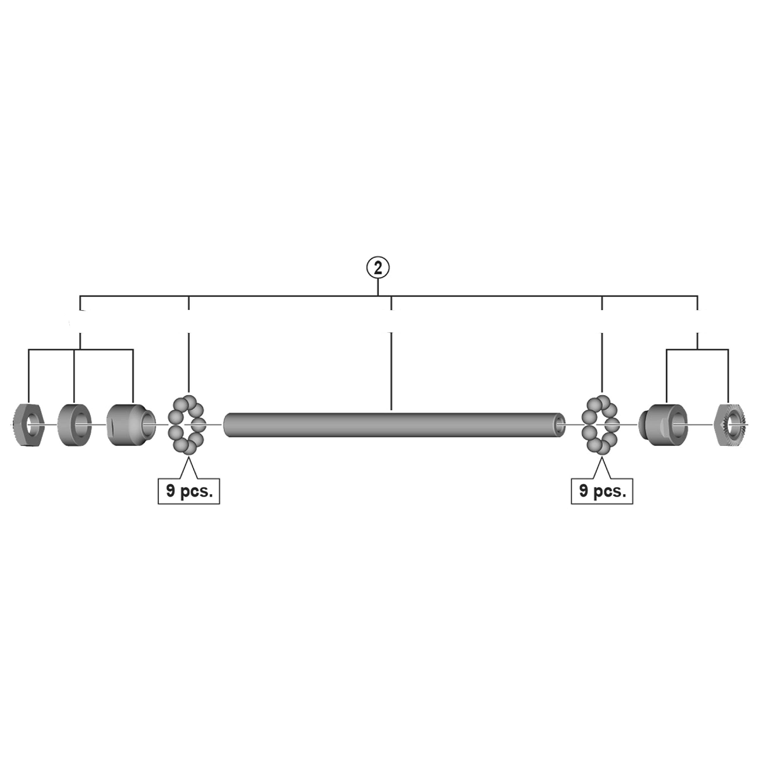 Shimano Spares FH-MT200-B complete hub axle, silver