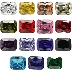 HBHBSQ Octangle Cut Loose Mixed 15 Colors Synthetic Cubic Zirconia Stones for Rings Earrings Bracelets Necklaces Pendants DIY