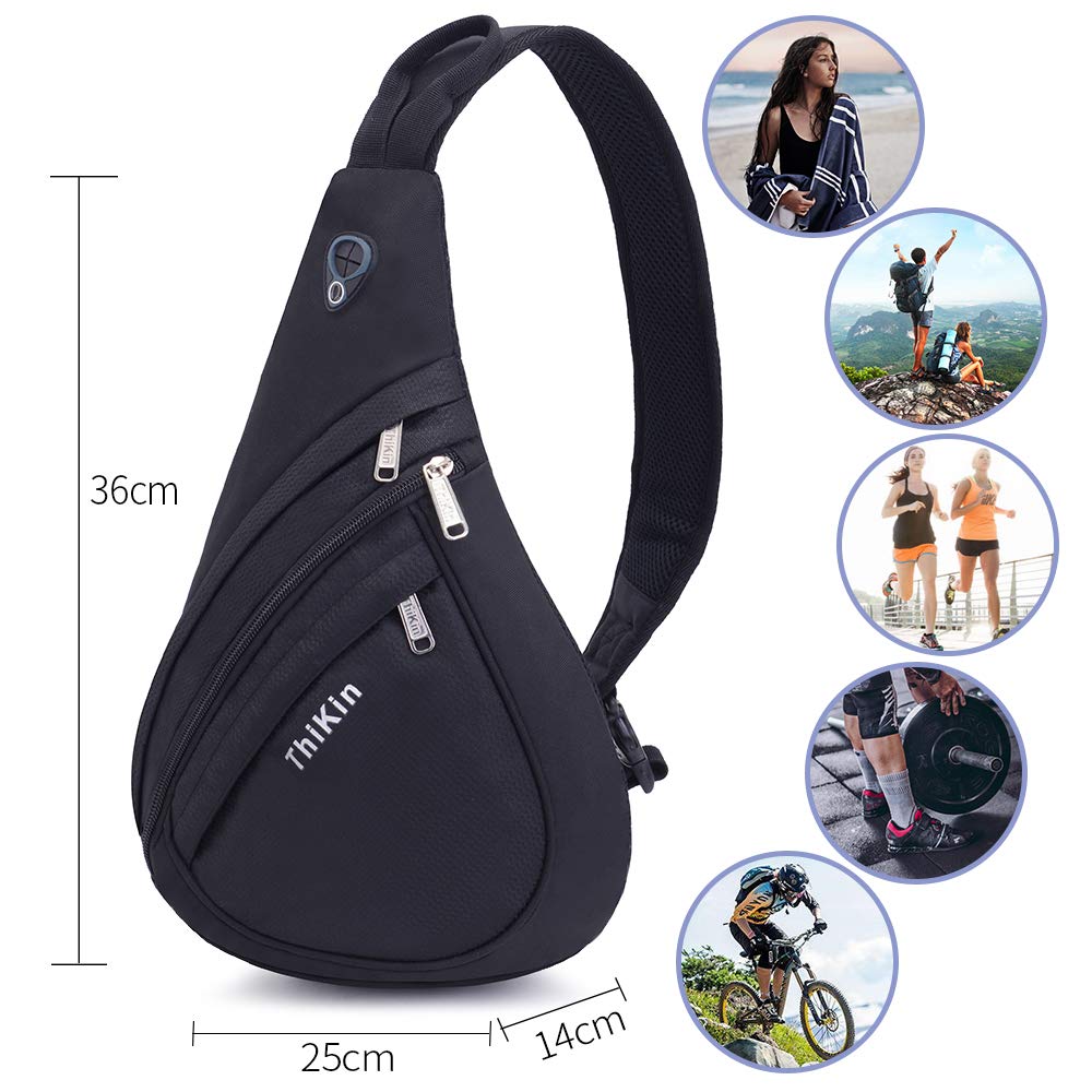 MaYee Zaino Monospalla Uomo Donna Zaino Spalla Impermeabile Portatile Sportivo Borsello Sling Bag Borsa a Spalla per Viaggio Ciclismo Sport Nero