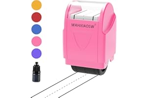 WAHXIAOSW Handwriting Stamp Line Roller,Handwriting Lines Stamp Roller Self-Inking Line Rolling Stamps Handwriting Practice Tool for Teachers Kids Kindergarten-1refill Ink Included (-Pink)