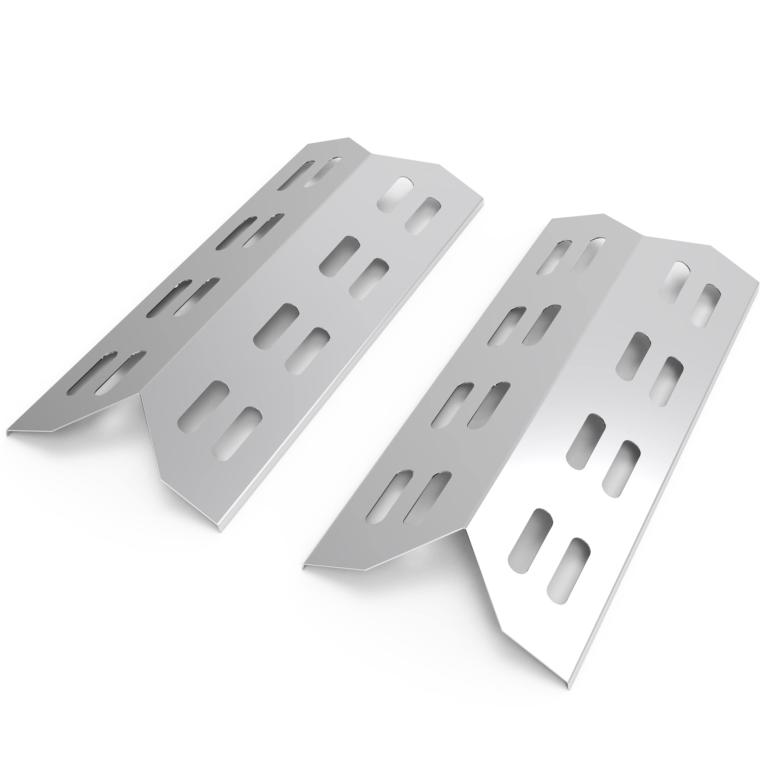 WELL GRILL 2 Pack BBQ Heat Shield Plates, Stainless Steel Burner Cover Flame Distributor Outdoor Barbecue Replacement Parts for Landmann Triton 2 and 3 (39.5cmx17cm)