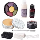 Mysense Liquid Latex Scar Wax SFX Makeup Kit for Fake Scars Wounds Burns With 6 Color Bruise Wheel Face Body Paint Stage Blood Coagulated Blood Gel and Spatula Sponges Q-tips