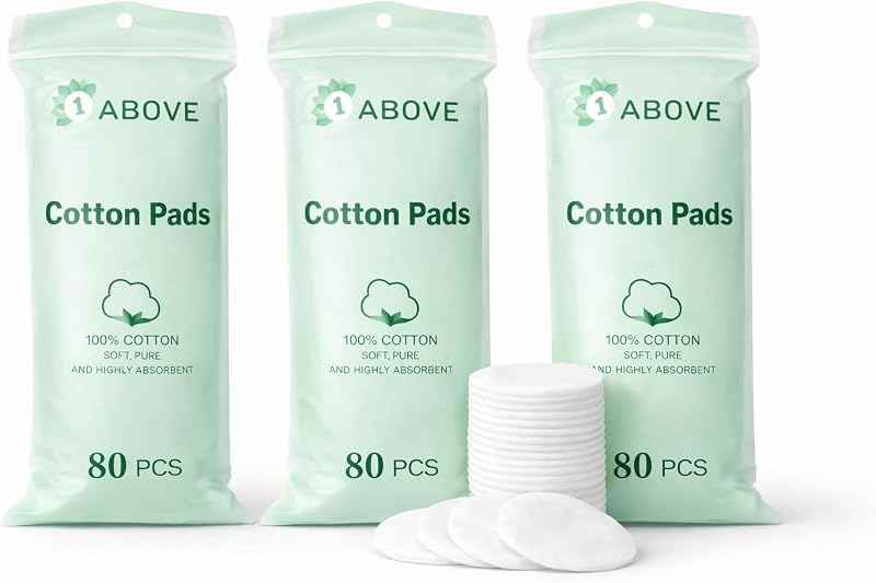 1ABOVE 240-Pack Round Cotton Wool Pads Pure Cotton Soft Facial Pads