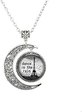 Dance In The Rain Pendentif Collier Citation Anglais Dance In The Rain Lune Bijoux Collier Lune Image Art En Verre Amazon Fr Bijoux