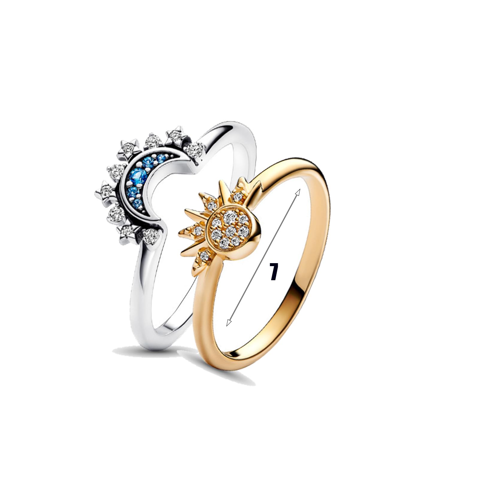 Gtrlums Sun and Moon Ring Set Sun And Moon Matching