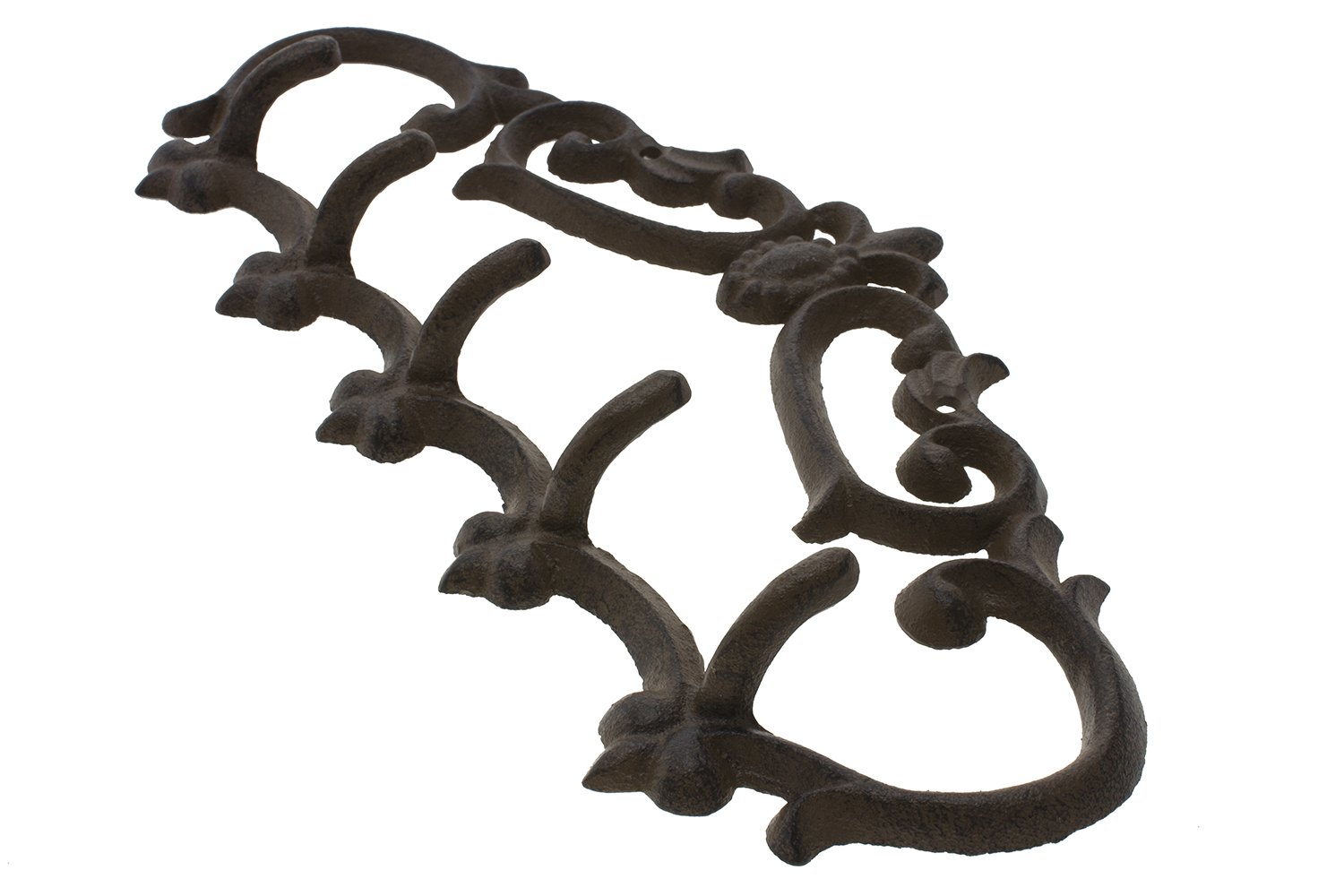 Cast Iron Wall Hanger Vintage Design with 5 Hooks Keys, Towels, etc