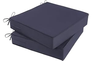 MJIAIDEA Outdoor Chair Cushions Set of 2 for Patio Furniture 19x19x4 Inch Waterproof Patio Chair Cushion 3 Year Color Fastness Square Memory Foam Garden Sofa Couch Pads with Ties and Handle,Dark Grey