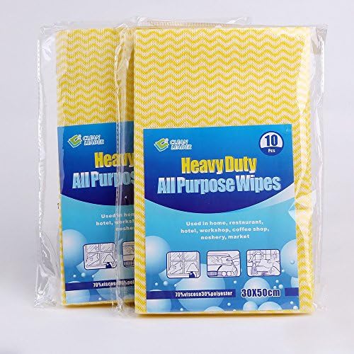 CLEAN LEADER Heavy Duty Reusable Cloths,Mutil-used Cleaning Wipes 11.8*19.7 Inches ,10 Count,2 Packages(20 Total) - Yellow