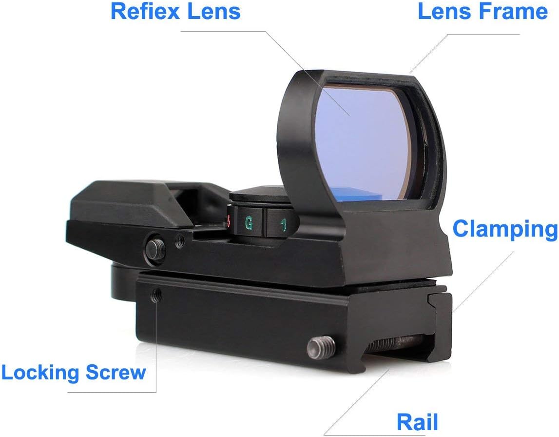 SVBONY Red and Green Dot Sight Reflex Sight Tactical 4 Reticles 5 Brightness Levels 20mm Mount 33mm Reflex Lens and 2 Allen Screws (Black) : Sports & Outdoors