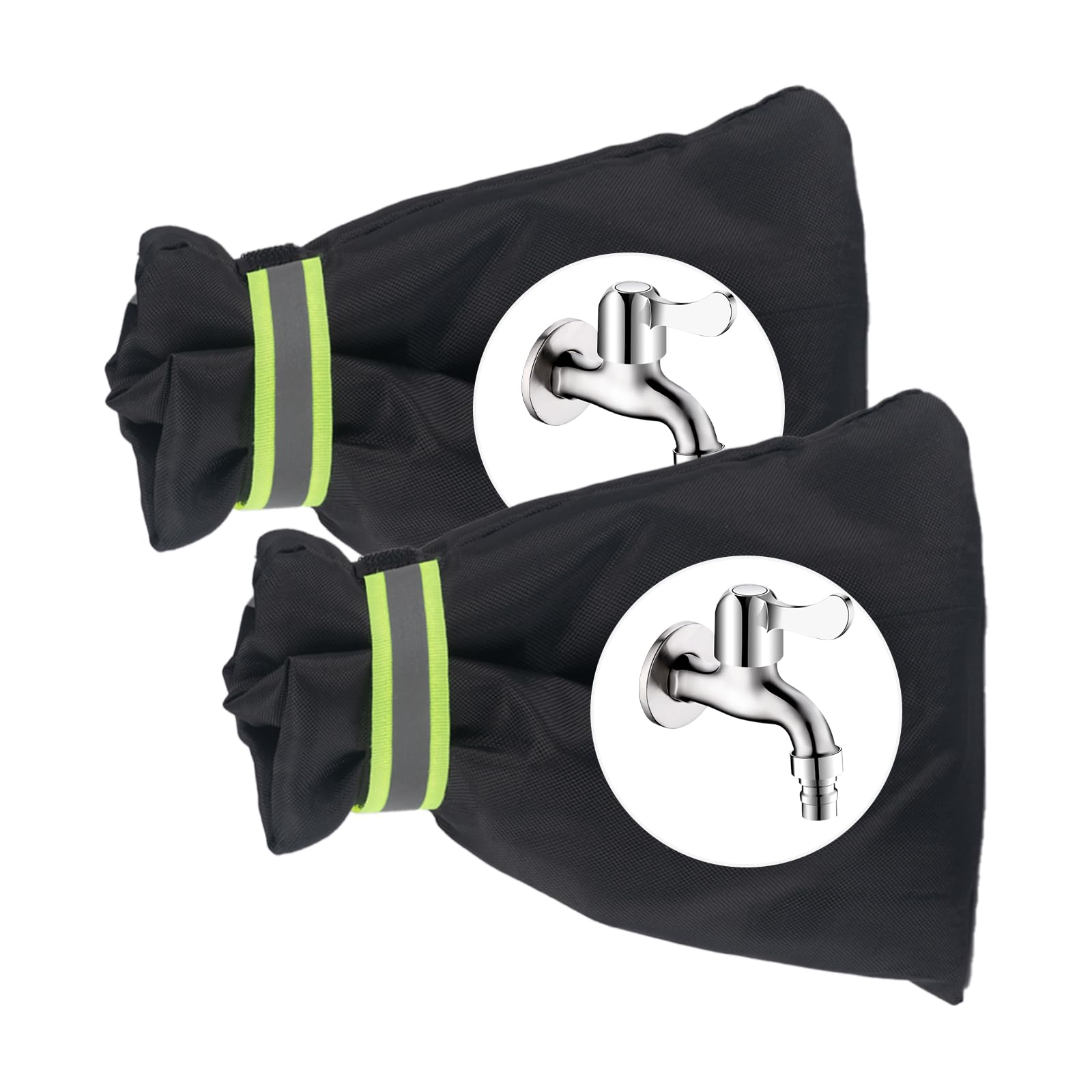 MUNSKT Outside Tap Covers for Winter,2 PCS Winter Water Tape Cover,Outdoor Tap Cover Insulated Protector with Reflective Strip,Waterproof and Thickened,from Freezing Bursting